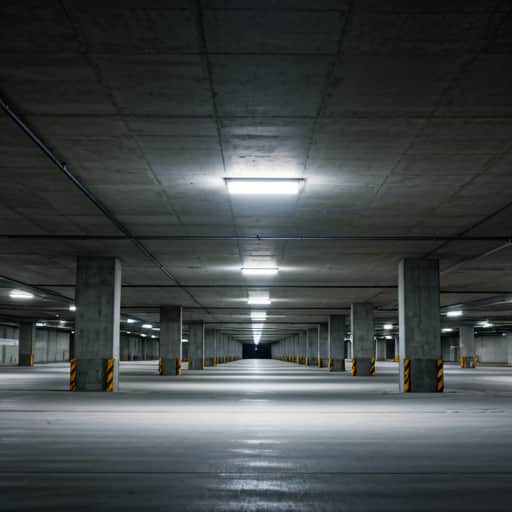 Parking structure with LED lighting