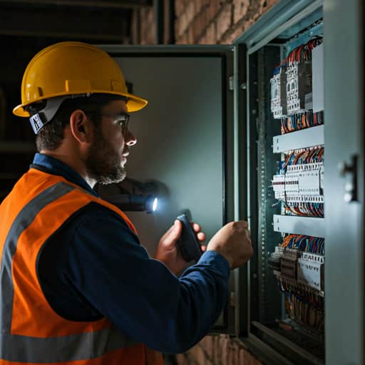 Electrical technician at work